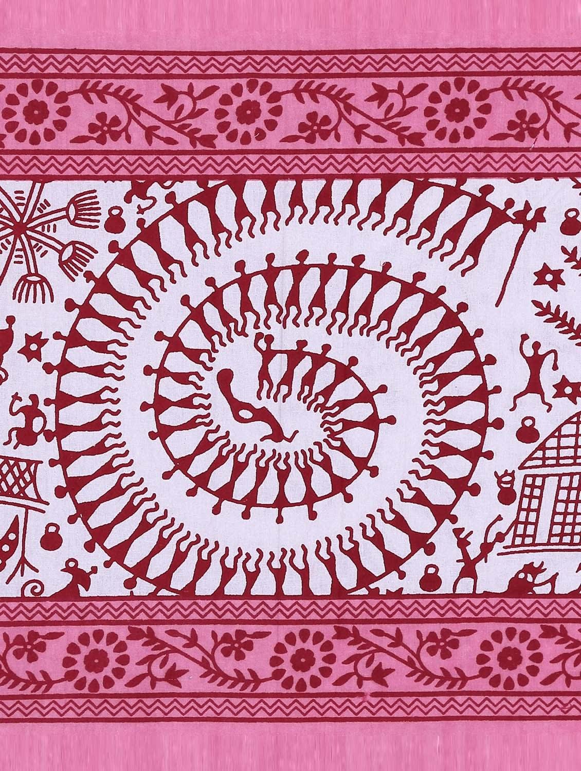 Jaipuri Prints Cotton Double Bedsheet (Pink)