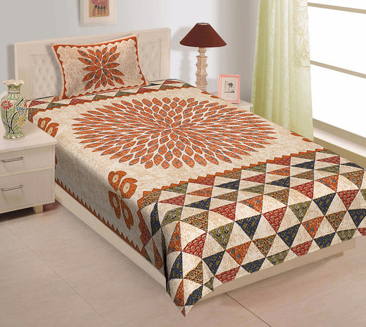 Jaipuri Prints Cotton Single Bedsheet (Multicolor)