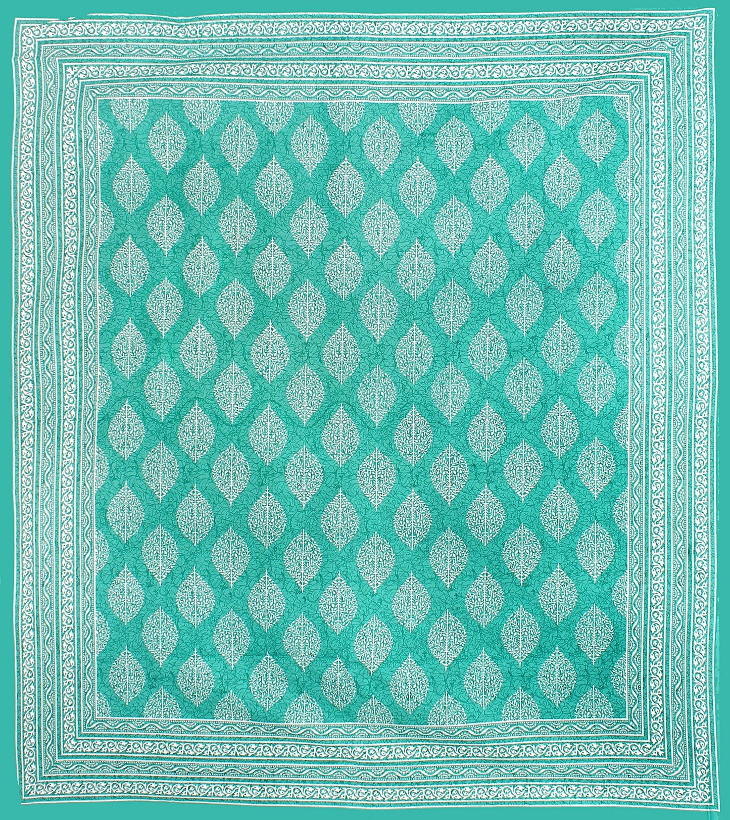 Jaipuri Prints Cotton Double Bedsheet (Green)
