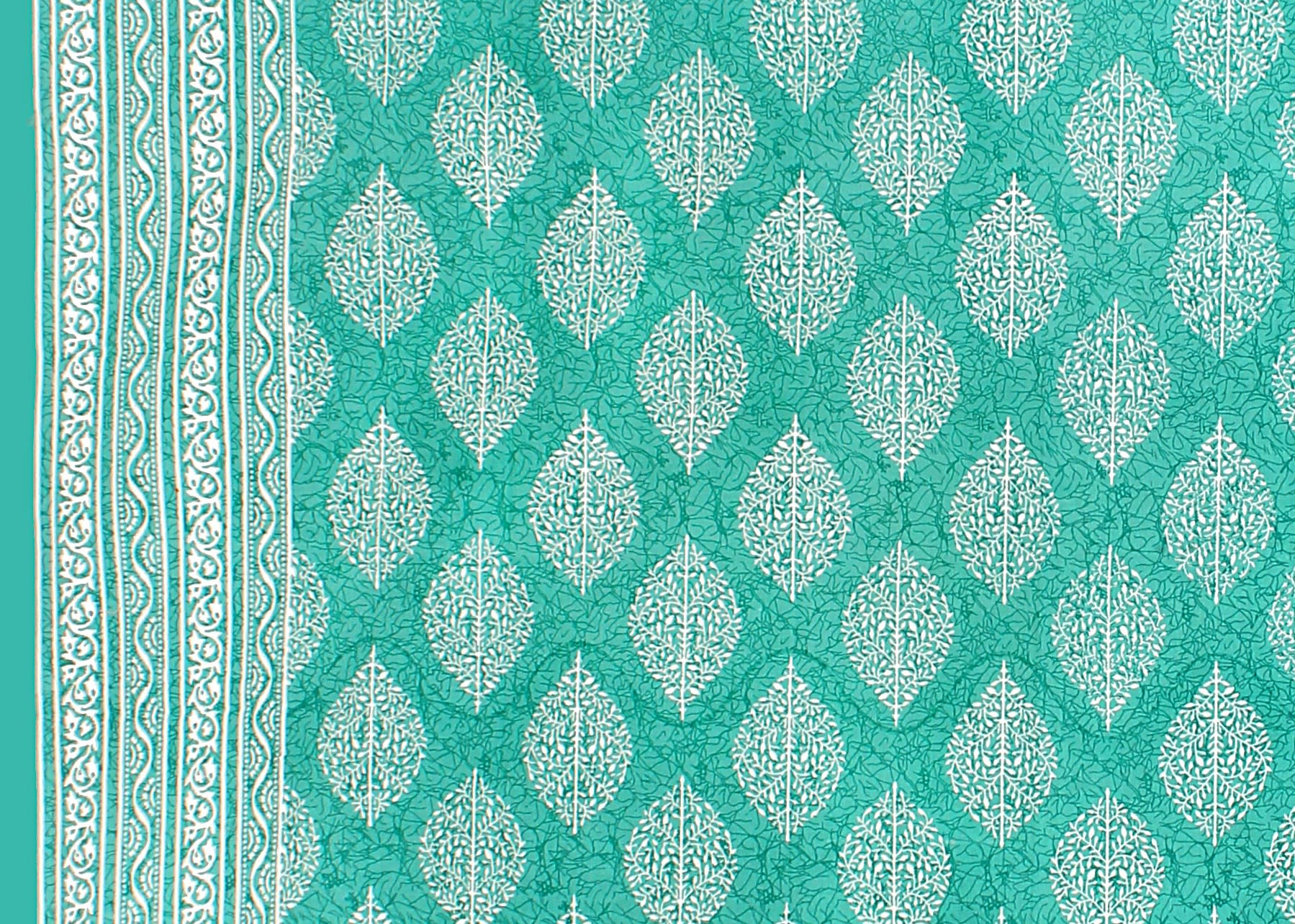 Jaipuri Prints Cotton Double Bedsheet (Green)