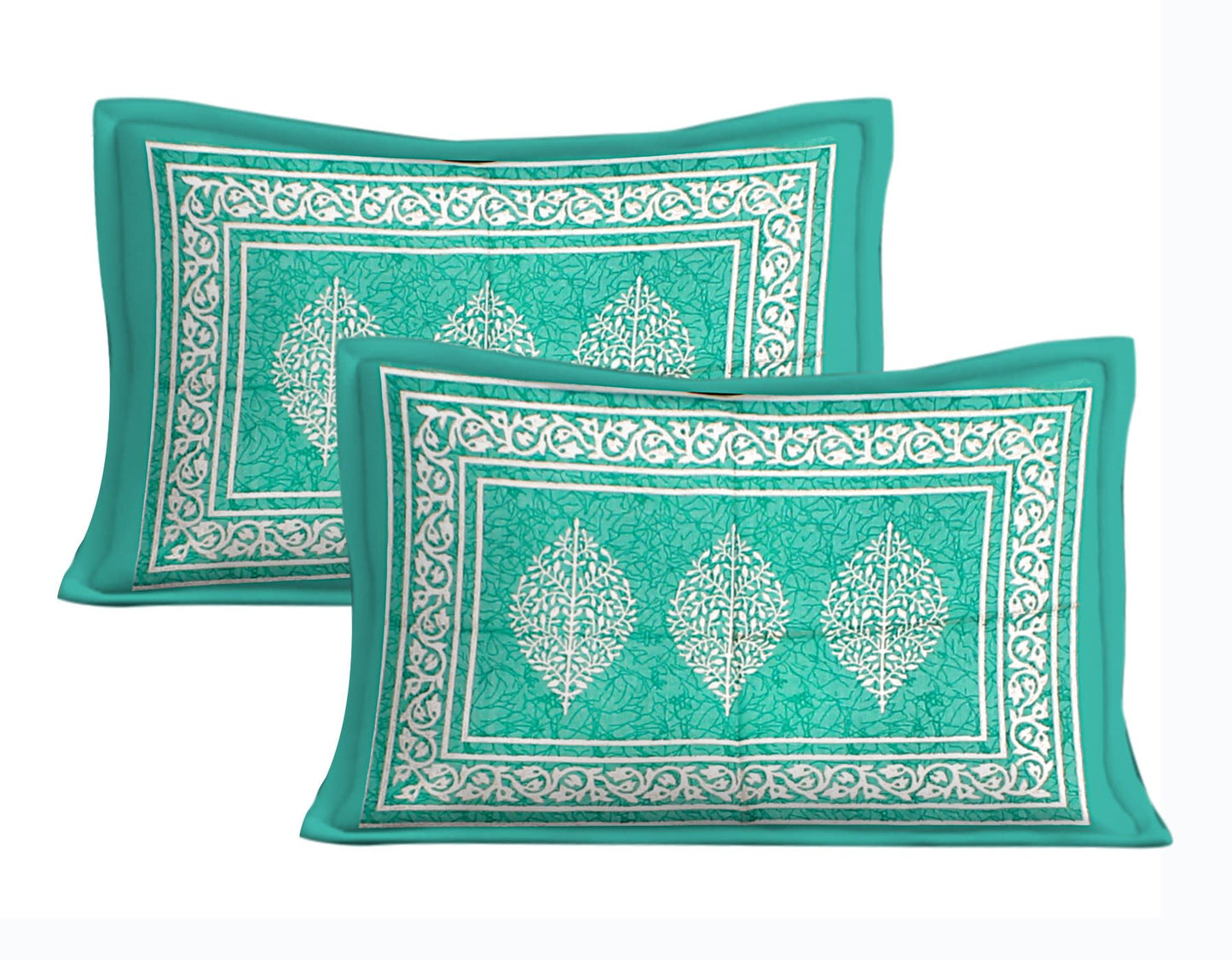 Jaipuri Prints Cotton Double Bedsheet (Green)