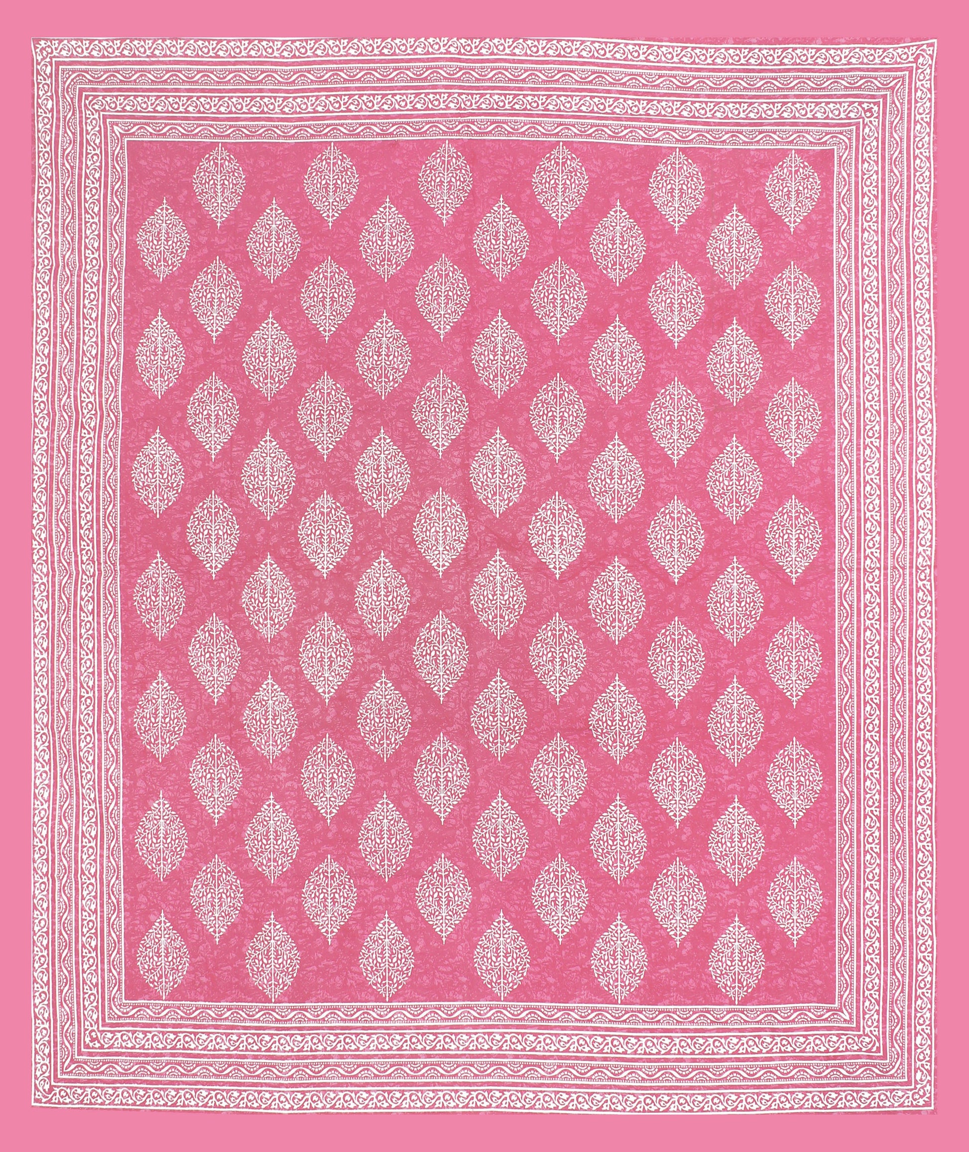 Jaipuri Prints Cotton Double Bedsheet (Pink)