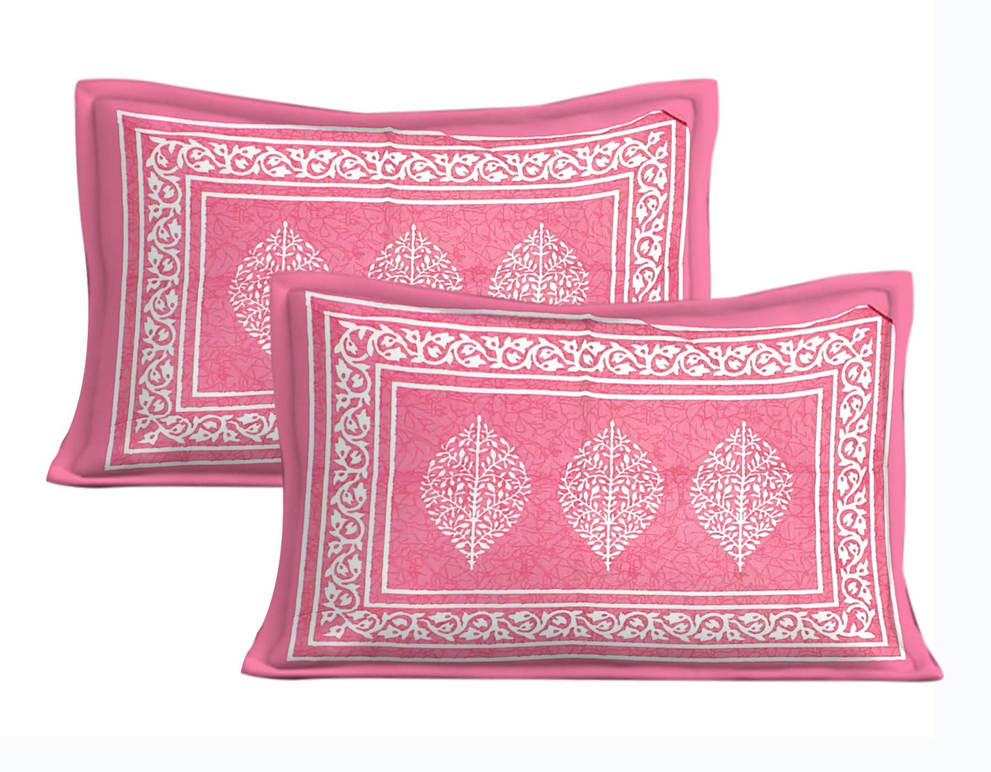 Jaipuri Prints Cotton Double Bedsheet (Pink)