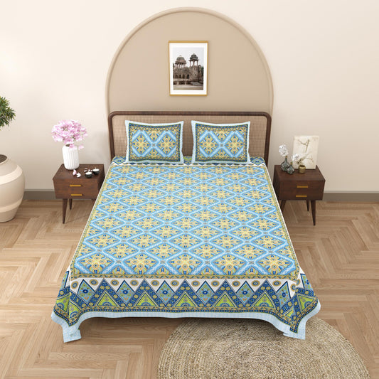 Rajasthan Royal Super Fine Cotton Block Print King Size Bedsheet