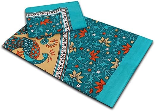 100% Cotton Printed Double Bedsheet (Green)