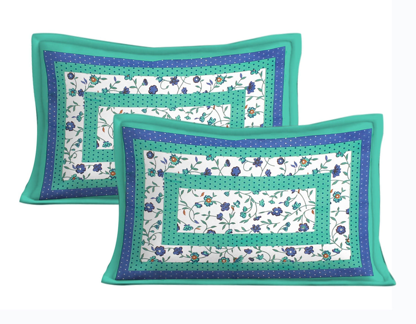 Jaipuri Prints Cotton Double Bedsheet (Green)