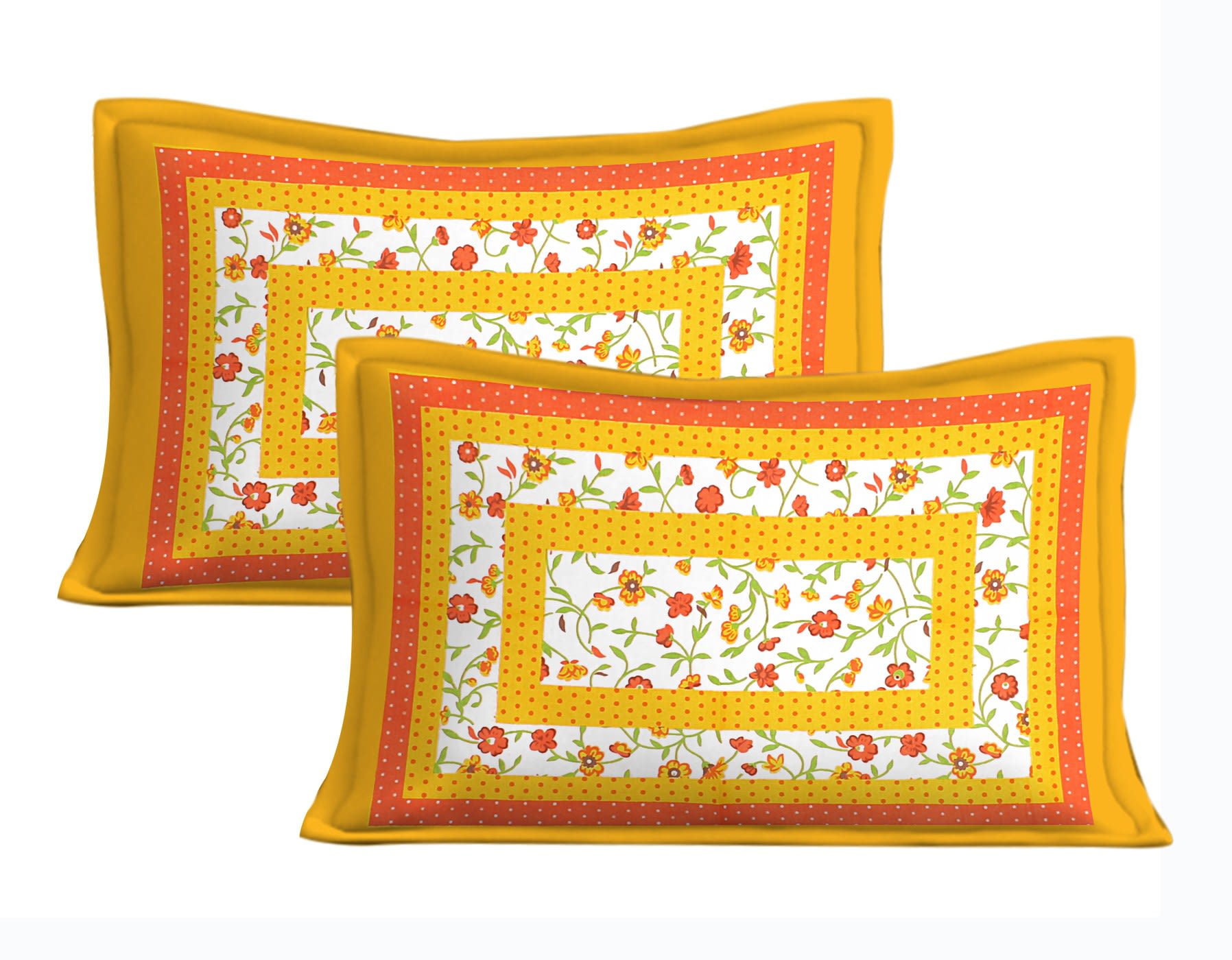 Cotton Floral Double Bedsheet (Yellow)