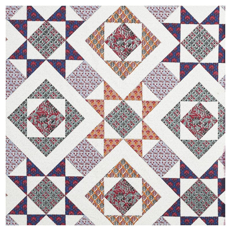 Barmeri Pastel Twill Cotton King Bedsheet With Colorful Patchwork Design