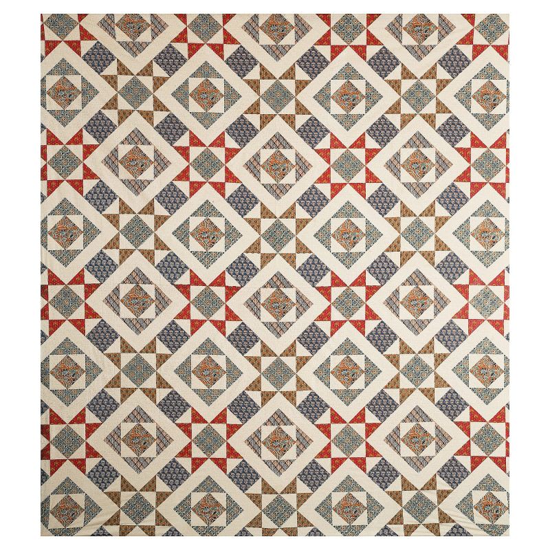 Barmeri Pastel Twill Cotton King Bedsheet With Colorful Patchwork Design