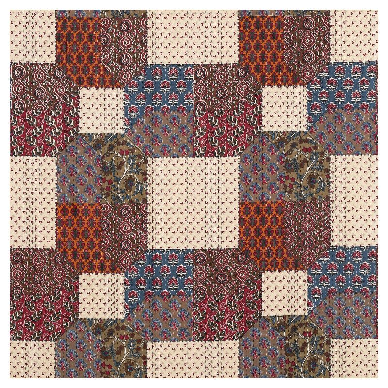 Barmeri Pastel Twill Cotton King Bedsheet With Colorful Patchwork Design