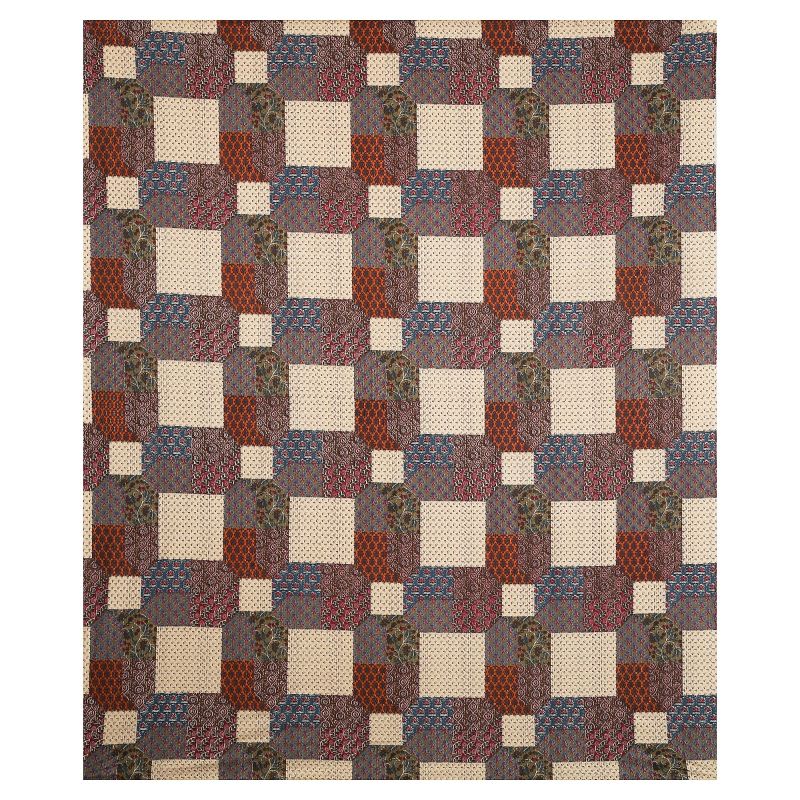 Barmeri Pastel Twill Cotton King Bedsheet With Colorful Patchwork Design