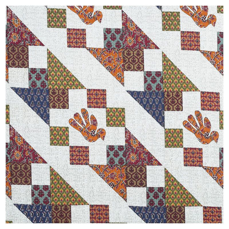 Barmeri Pastel Twill Cotton King Bedsheet With Colorful Patchwork Design