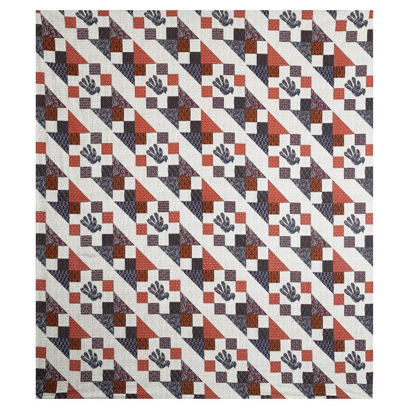 Barmeri Pastel Twill Cotton King Bedsheet With Colorful Patchwork Design