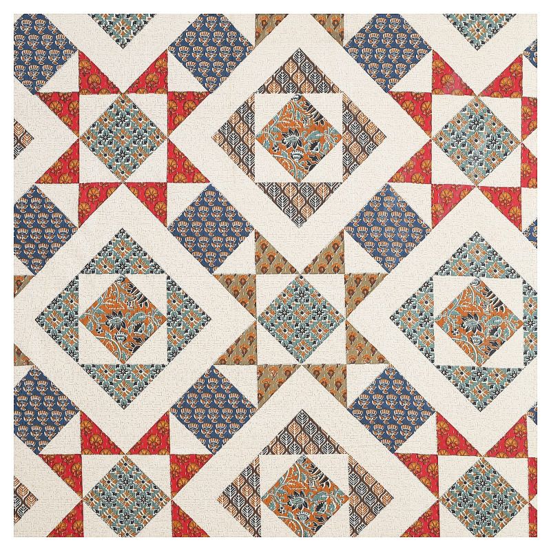 Barmeri Pastel Twill Cotton King Bedsheet With Colorful Patchwork Design