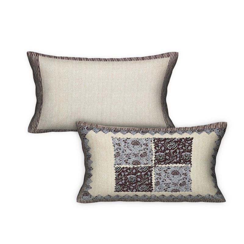 Barmeri Pastel Twill Cotton King Bedsheet With Colorful Patchwork Design