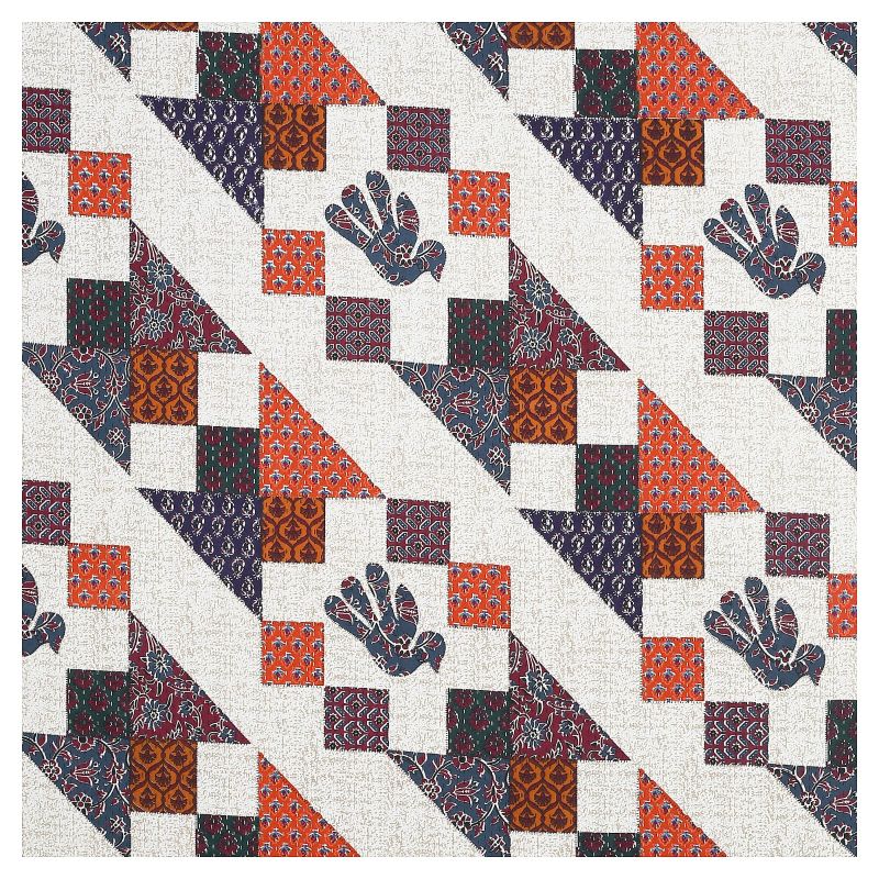 Barmeri Pastel Twill Cotton King Bedsheet With Colorful Patchwork Design