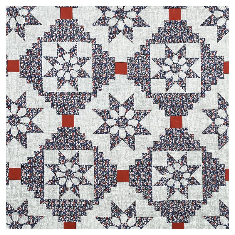 Barmeri Pastel Twill Cotton King Bedsheet With Colorful Patchwork Design