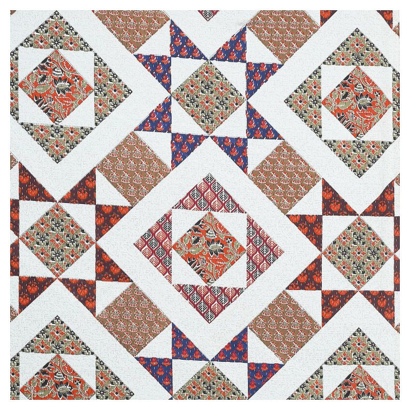 Barmeri Pastel Twill Cotton King Bedsheet With Colorful Patchwork Design