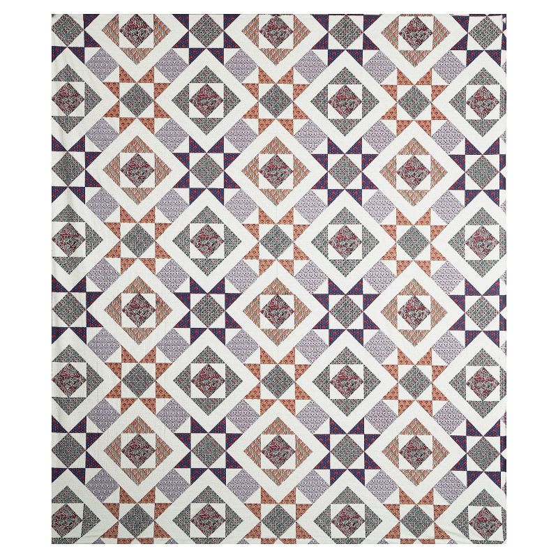 Barmeri Pastel Twill Cotton King Bedsheet With Colorful Patchwork Design