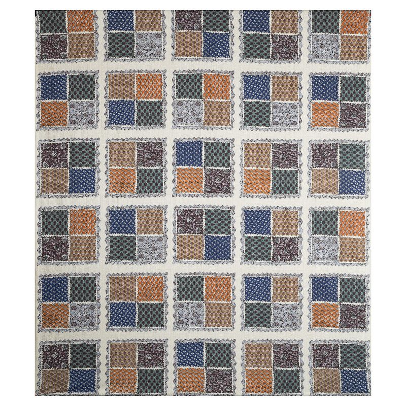 Barmeri Pastel Twill Cotton King Bedsheet With Colorful Patchwork Design