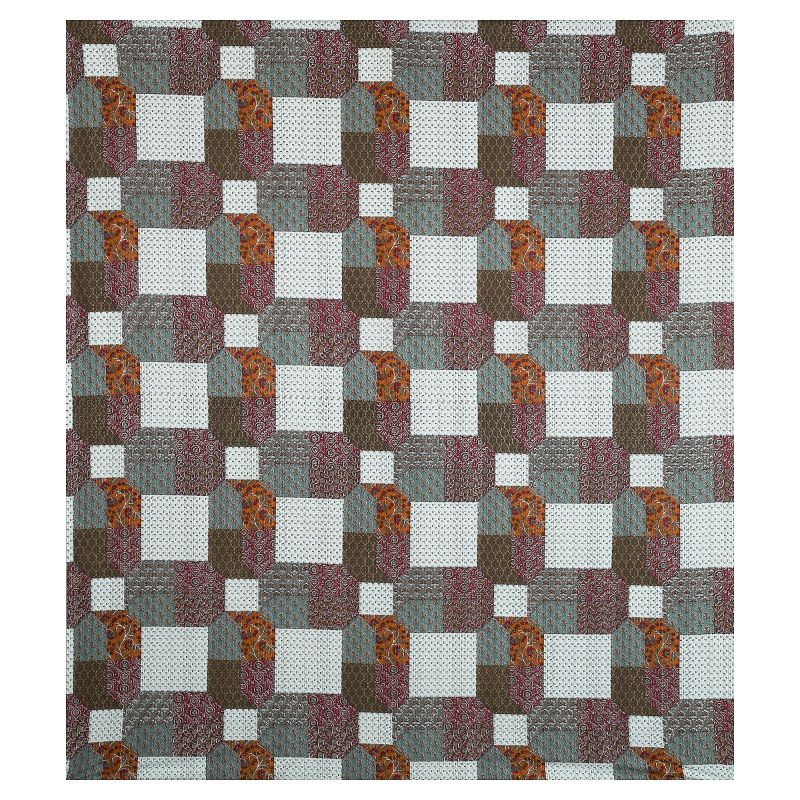 Barmeri Pastel Twill Cotton King Bedsheet With Colorful Patchwork Design