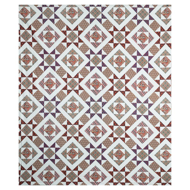 Barmeri Pastel Twill Cotton King Bedsheet With Colorful Patchwork Design