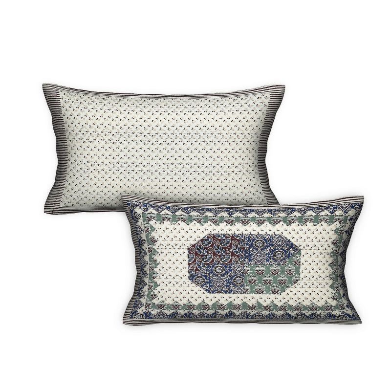 Barmeri Pastel Twill Cotton King Bedsheet With Colorful Patchwork Design