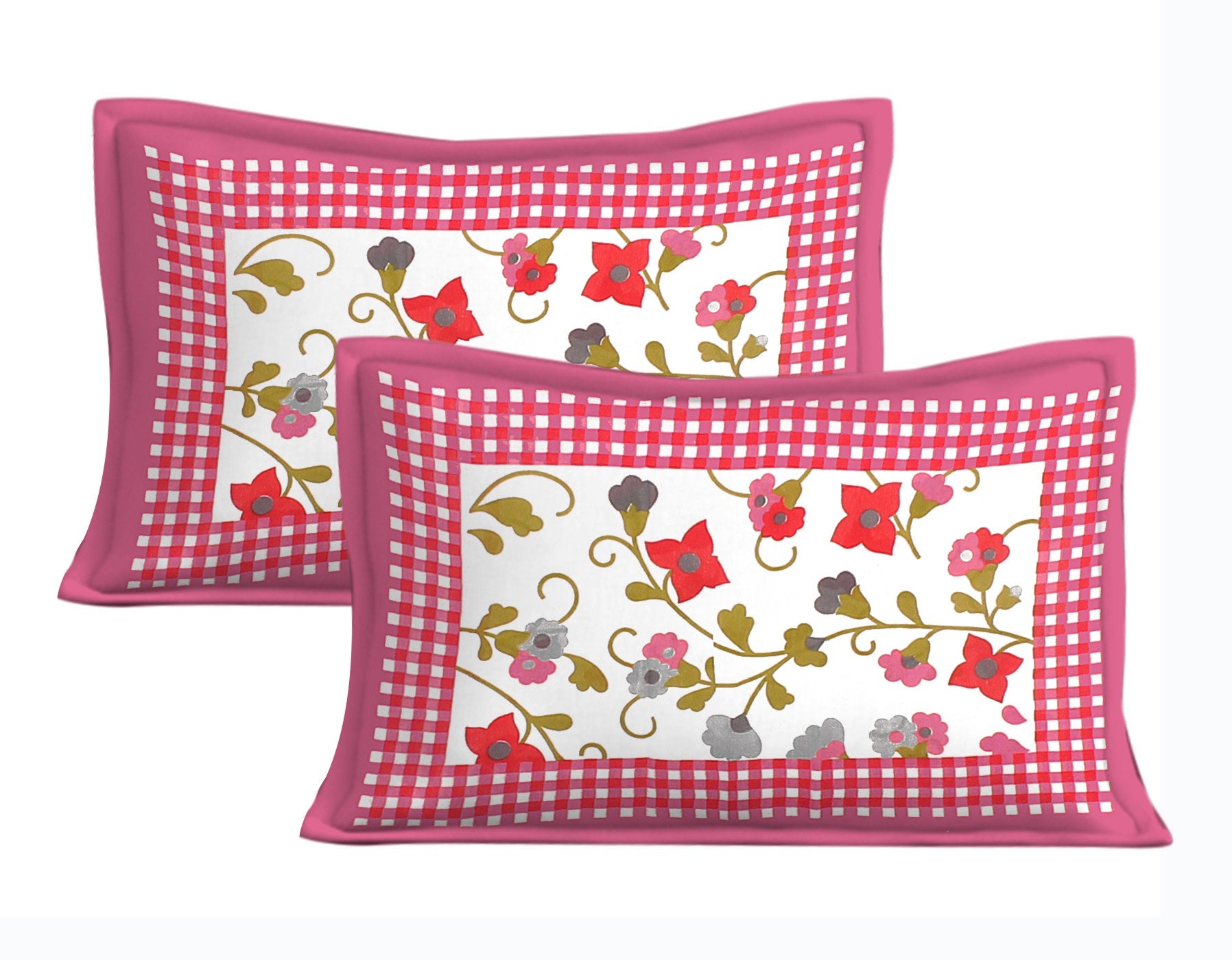 Jaipuri Prints Cotton Double Bedsheet (Pink)