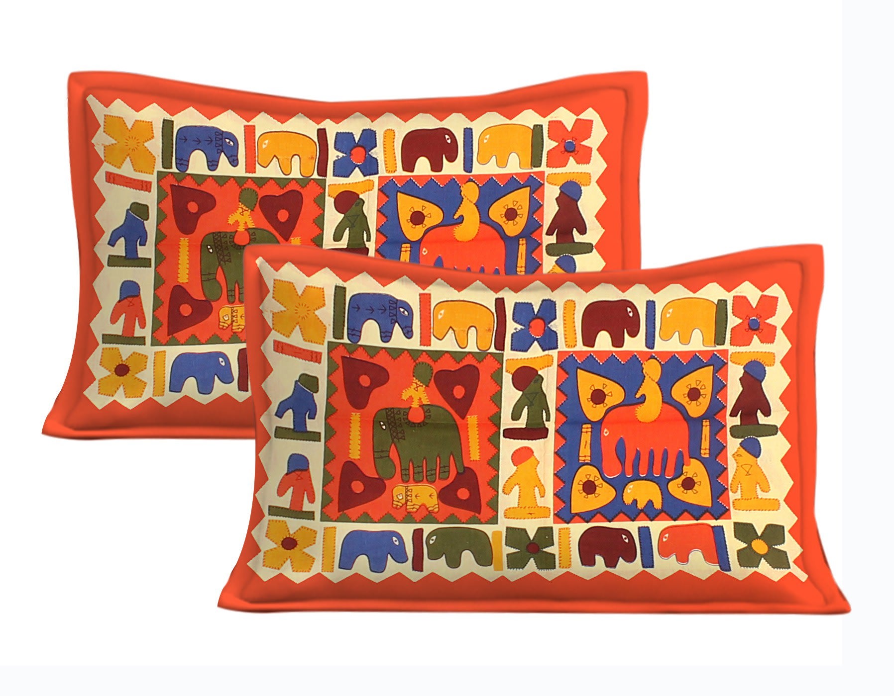 Cotton Printed Double Bedsheet (Orange)