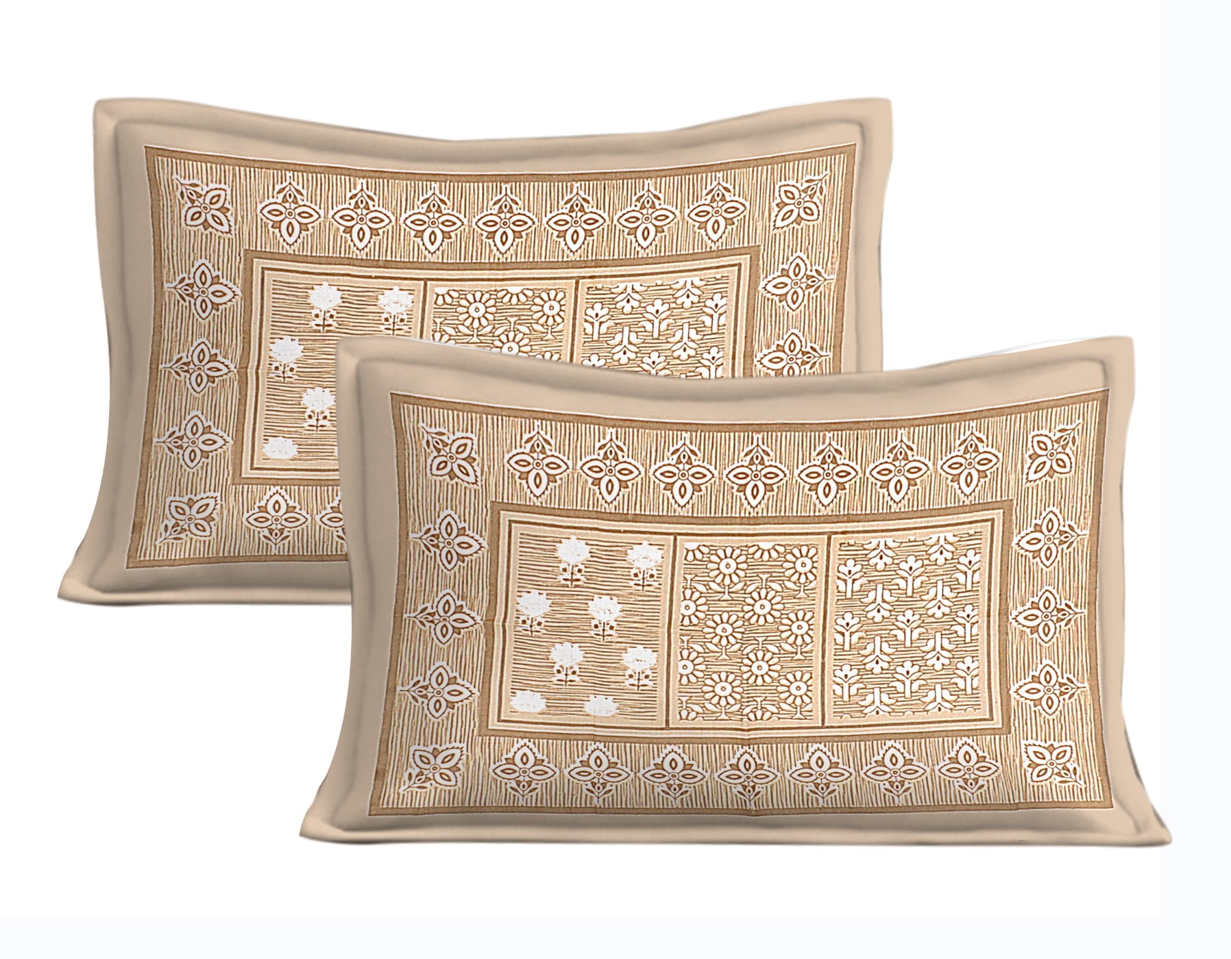 Cotton Double 3D Printed Flat Bedsheet  (Pack of 1, Khaake)