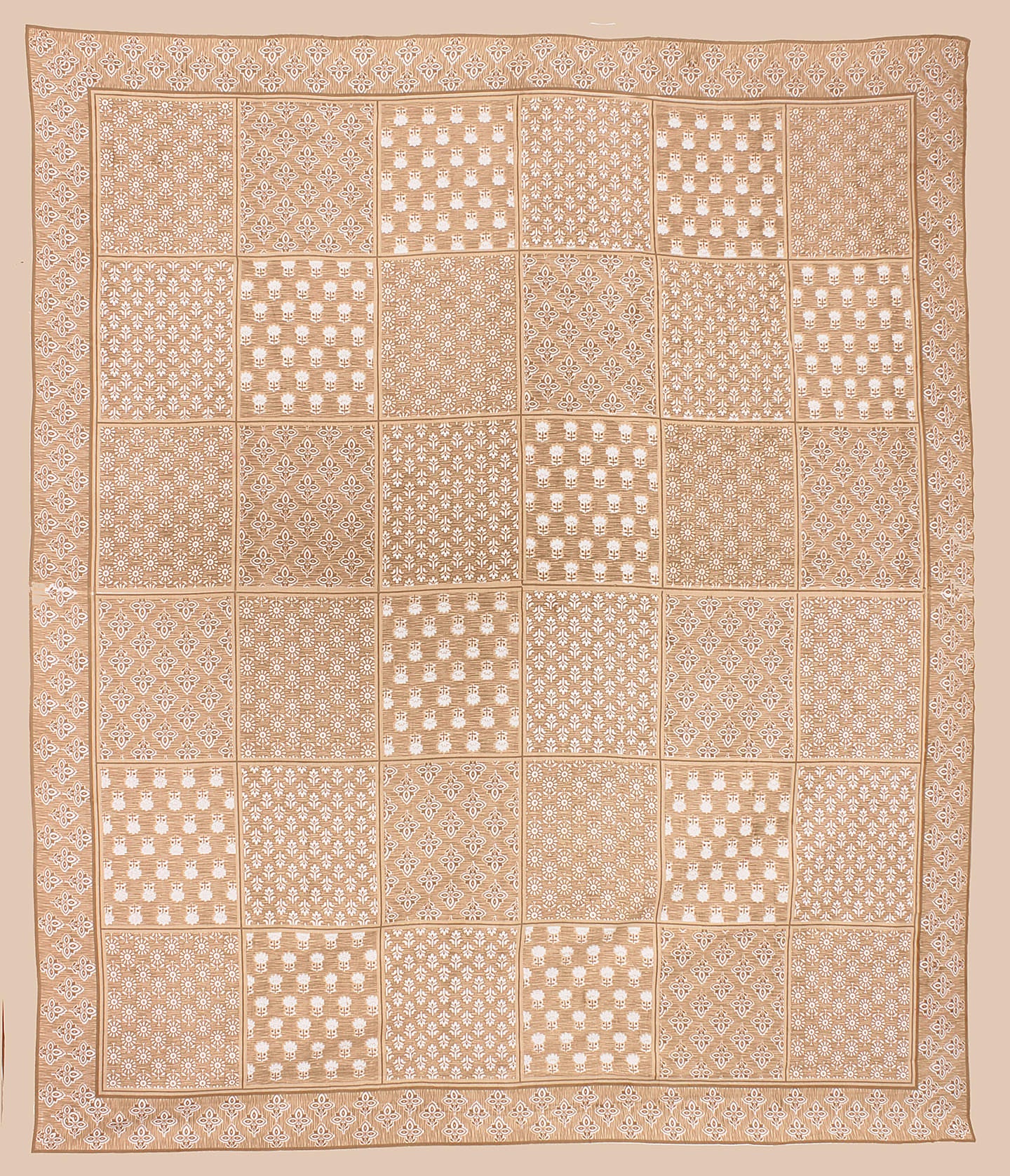 Cotton Double 3D Printed Flat Bedsheet  (Pack of 1, Khaake)