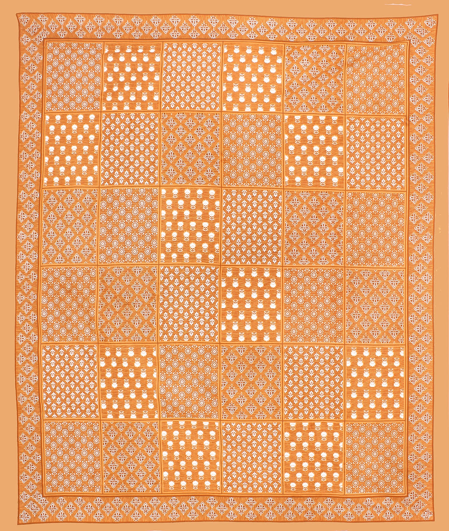 Cotton Double 3D Printed Flat Bedsheet  (Pack of 1, Mustrd)
