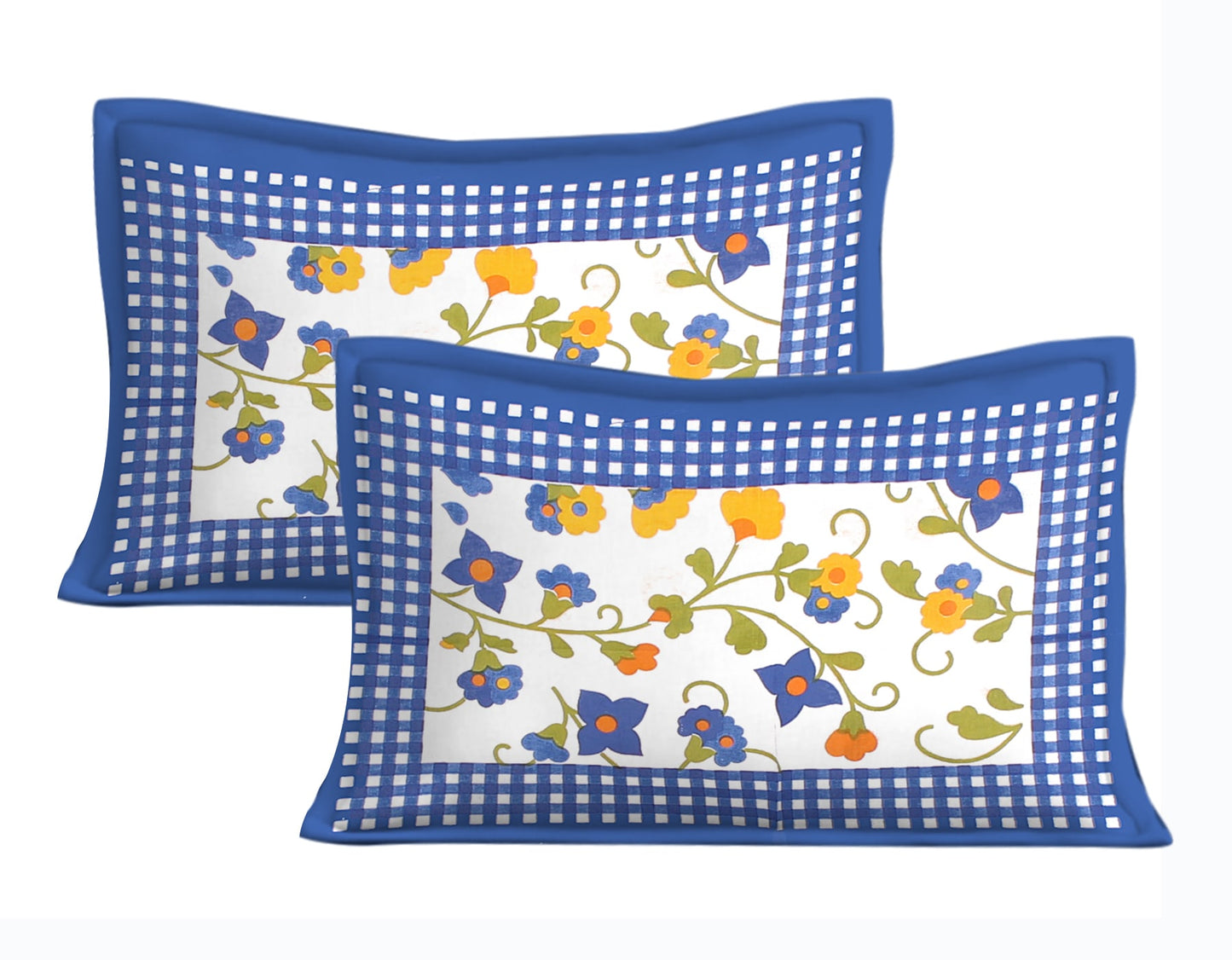 Cotton Double Floral Bedsheet (Blue)