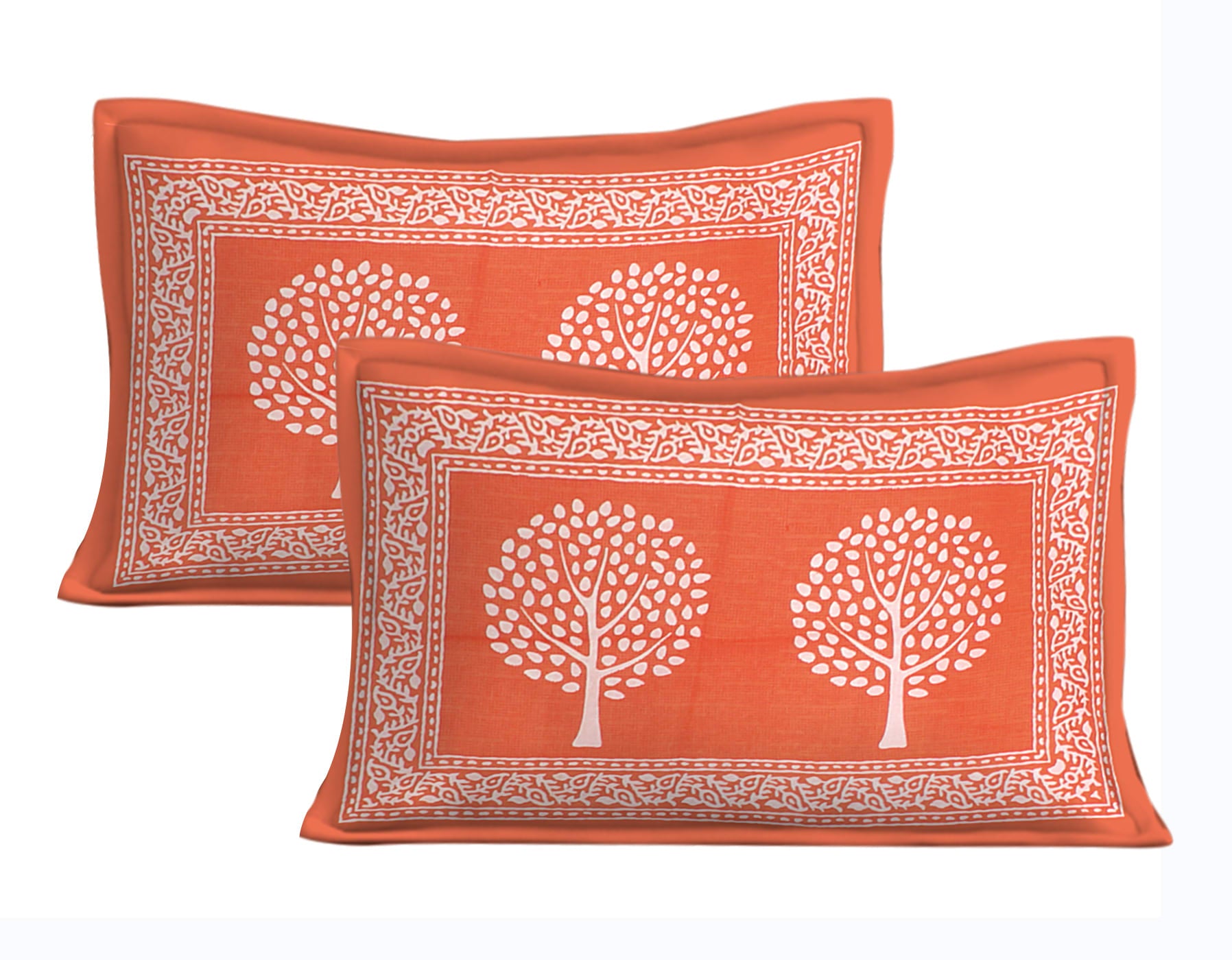 Cotton Double Jaipuri Prints Bedsheet  (Pack of 1, ORANGE)