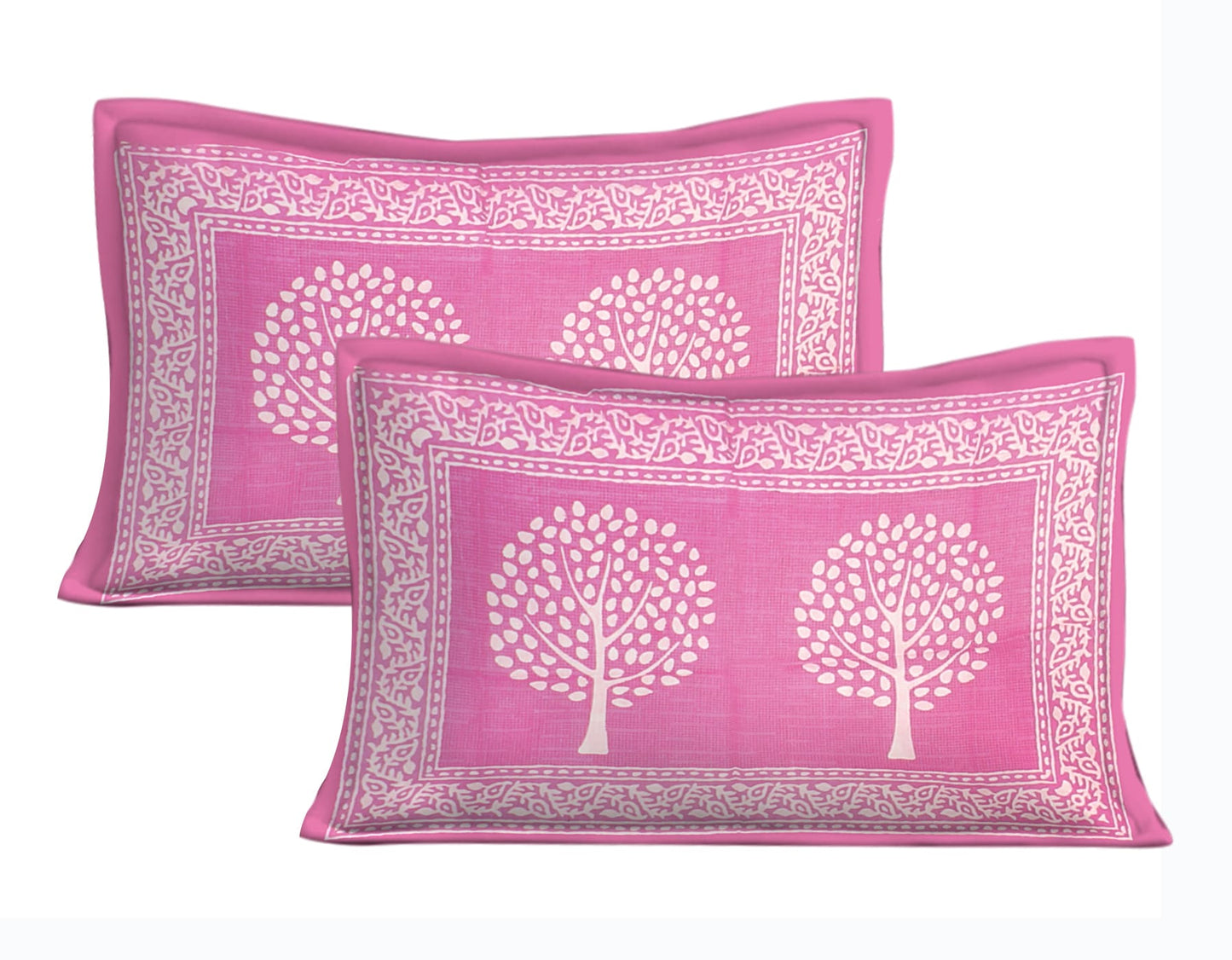 Cotton Double Jaipuri Prints Bedsheet  (Pack of 1, PINK)