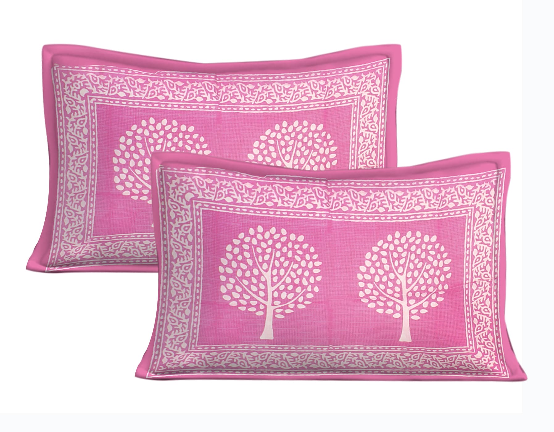 Cotton Double Jaipuri Prints Bedsheet  (Pack of 1, PINK)