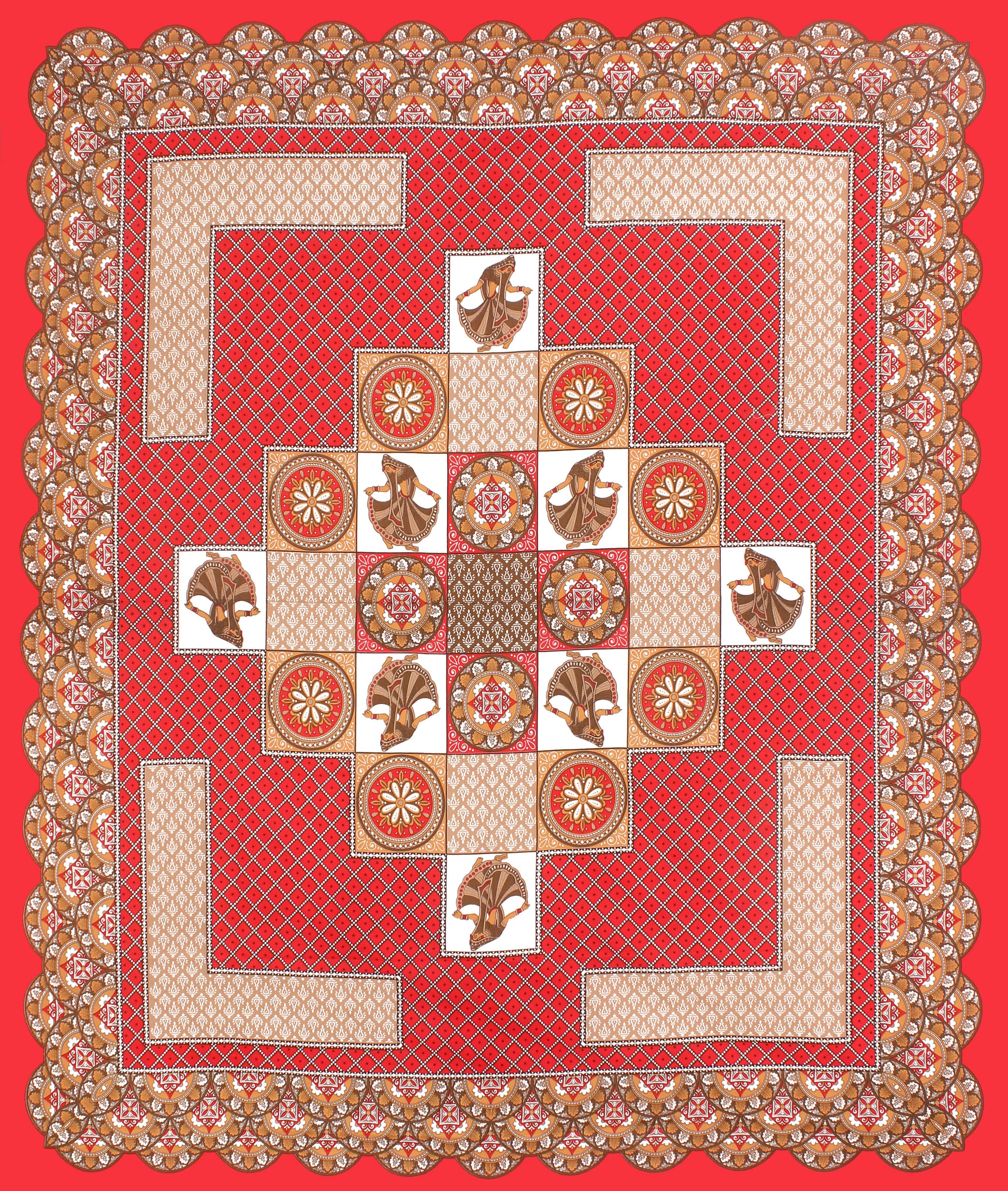 Cotton Double Jaipuri Prints Flat Bedsheet  With 2 Pillow Cover
