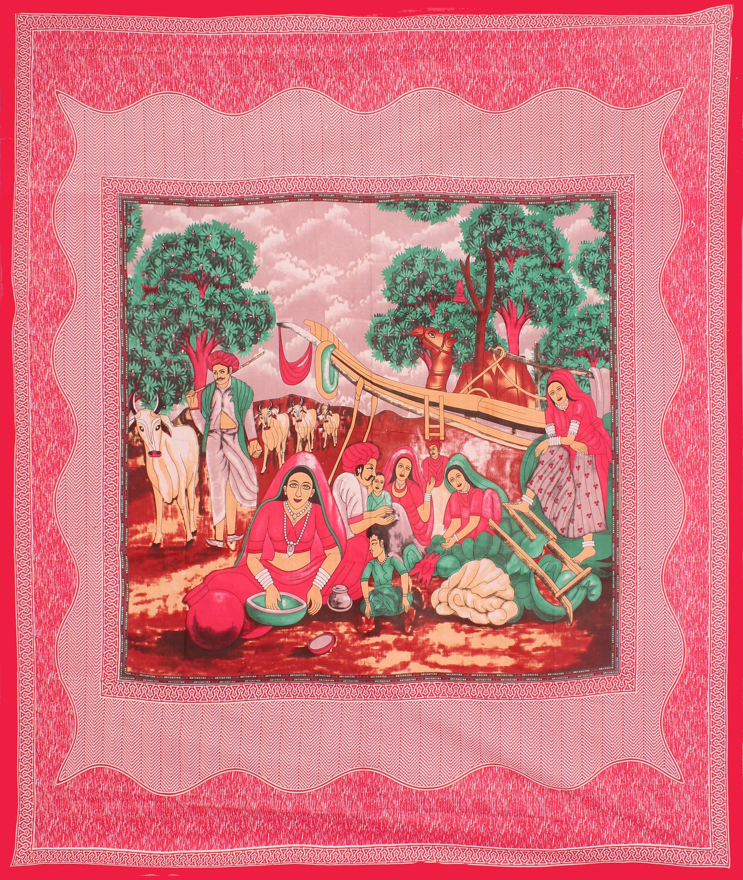 Cotton Double Jaipuri Prints Flat Bedsheet  With 2 Pillow Cover