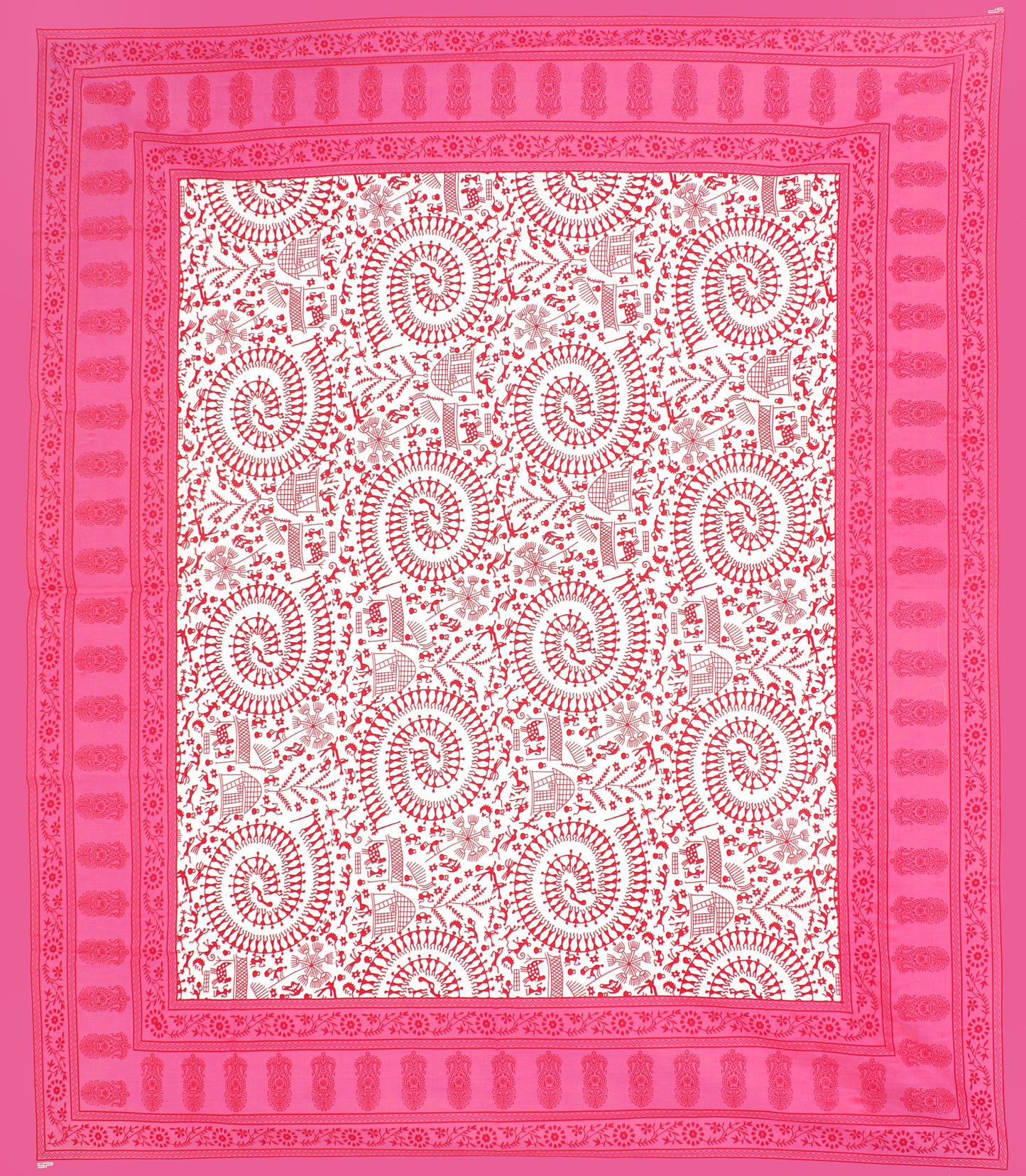 Cotton Double Jaipuri Prints Flat Bedsheet  With 2 Pillow Cover
