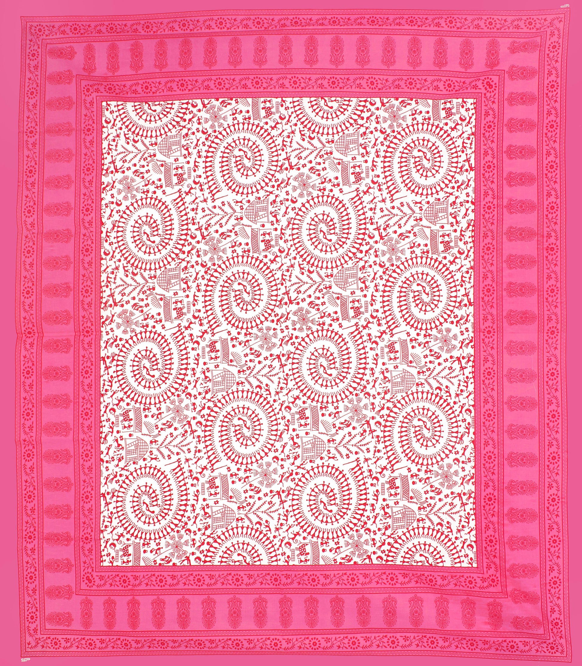 Cotton Double Jaipuri Prints Flat Bedsheet  With 2 Pillow Cover