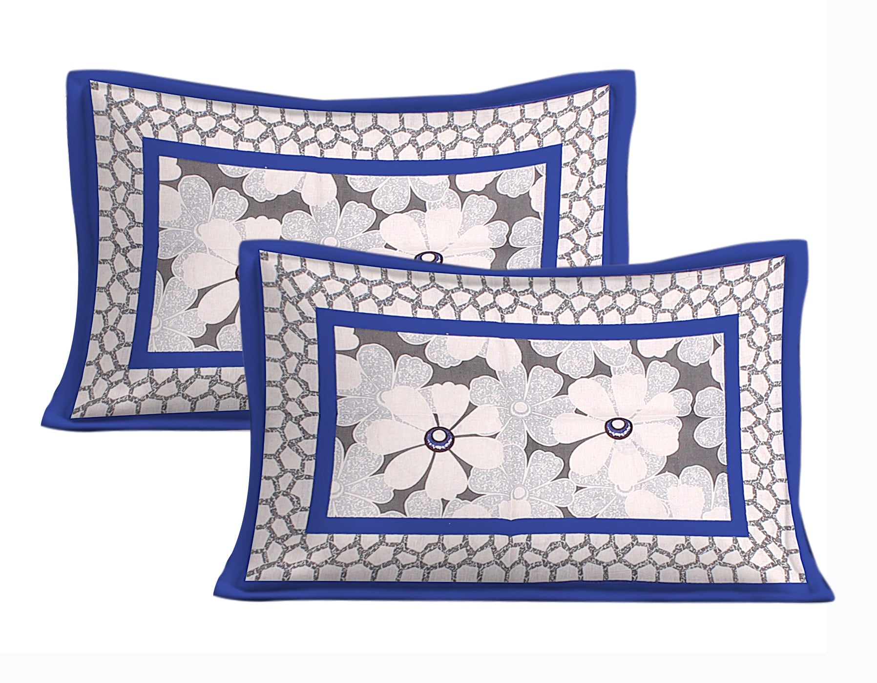 Cotton Double Jaipuri Prints Flat Bedsheet  With 2 Pillow Cover