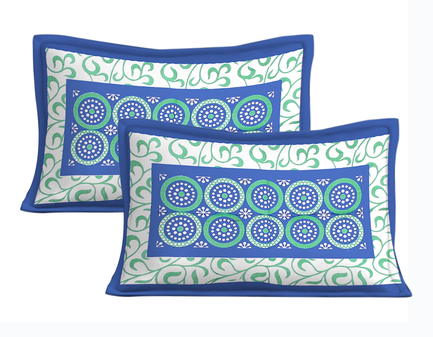 Cotton Double Jaipuri Prints Flat Bedsheet  With 2 Pillow Cover
