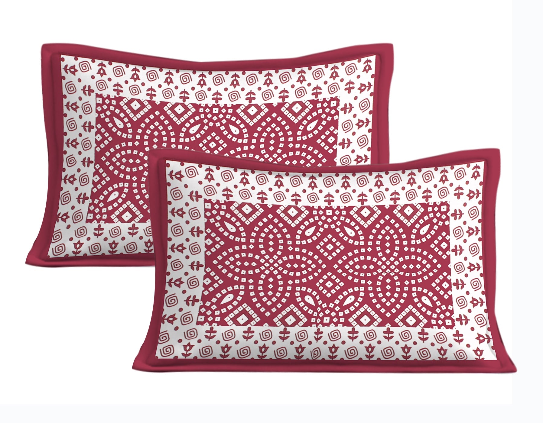 Cotton Double Jaipuri Prints Flat Bedsheet  With 2 Pillow Cover