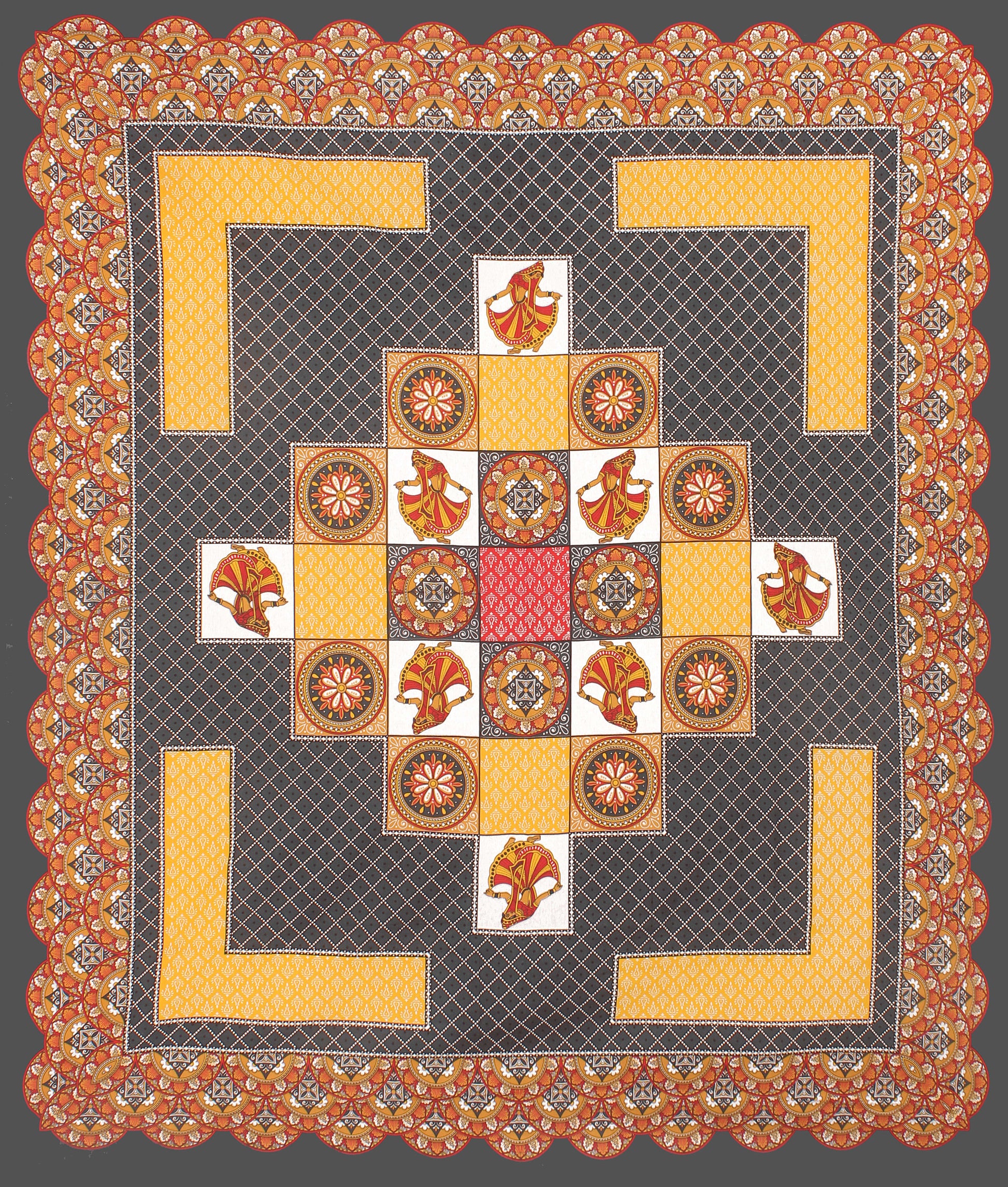 Cotton Double Jaipuri Prints Flat Bedsheet  With 2 Pillow Cover