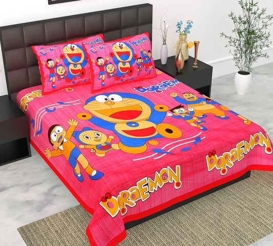 Cotton Double Jaipuri Prints Flat Bedsheet  With 2 Pillow Cover
