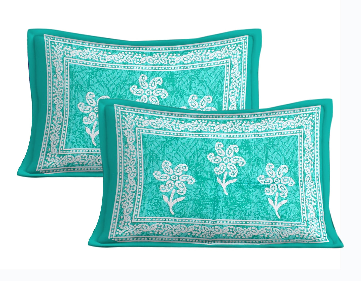 Cotton Double Jaipuri Prints Flat Bedsheet  With 2 Pillow Cover