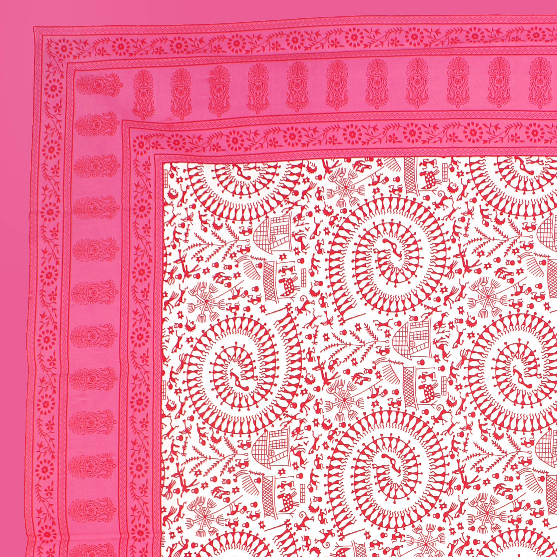 Cotton Double Jaipuri Prints Flat Bedsheet  With 2 Pillow Cover