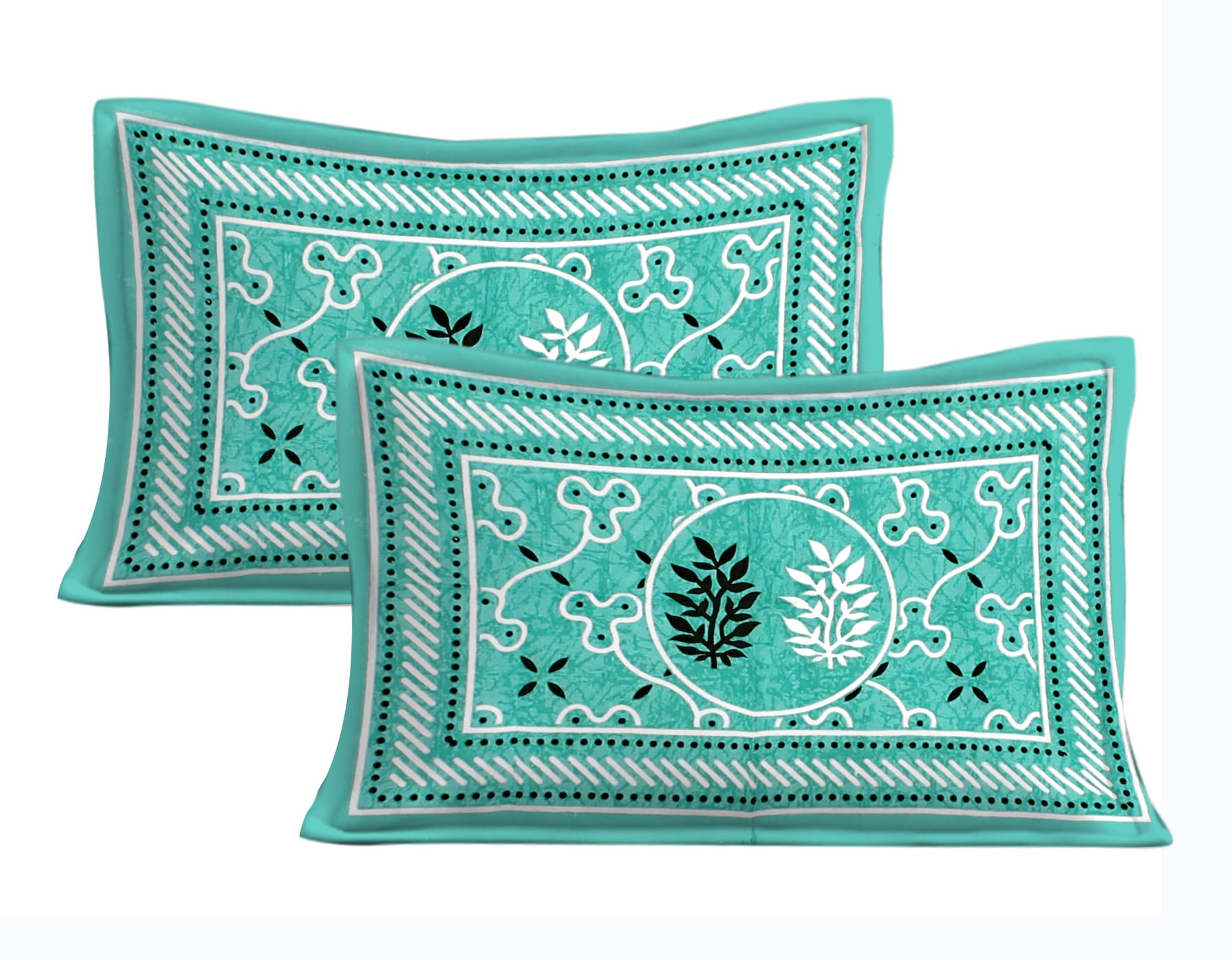 Cotton Double Jaipuri Prints Flat Bedsheet  With 2 Pillow Cover