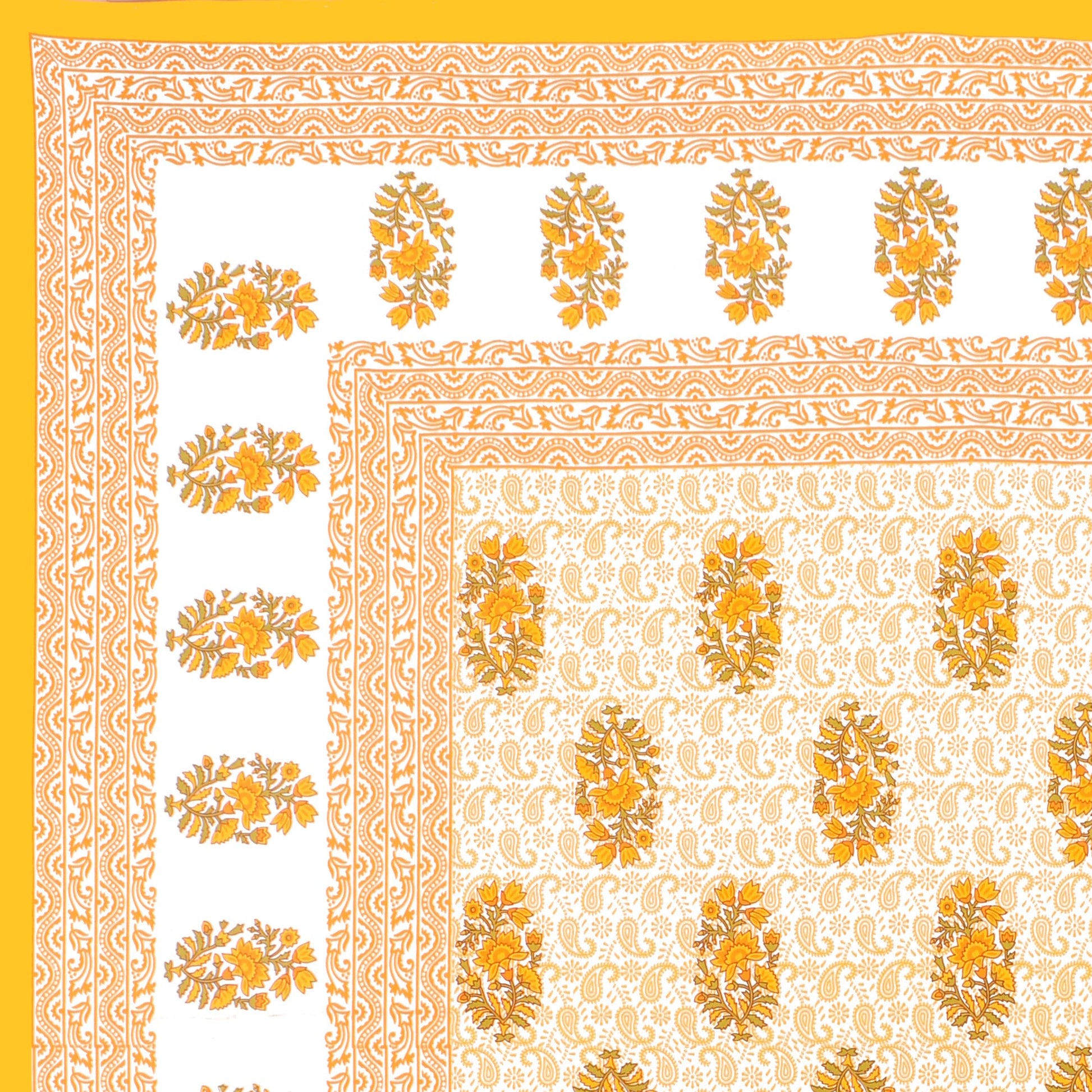 Cotton Double Jaipuri Prints Flat Bedsheet  With 2 Pillow Cover
