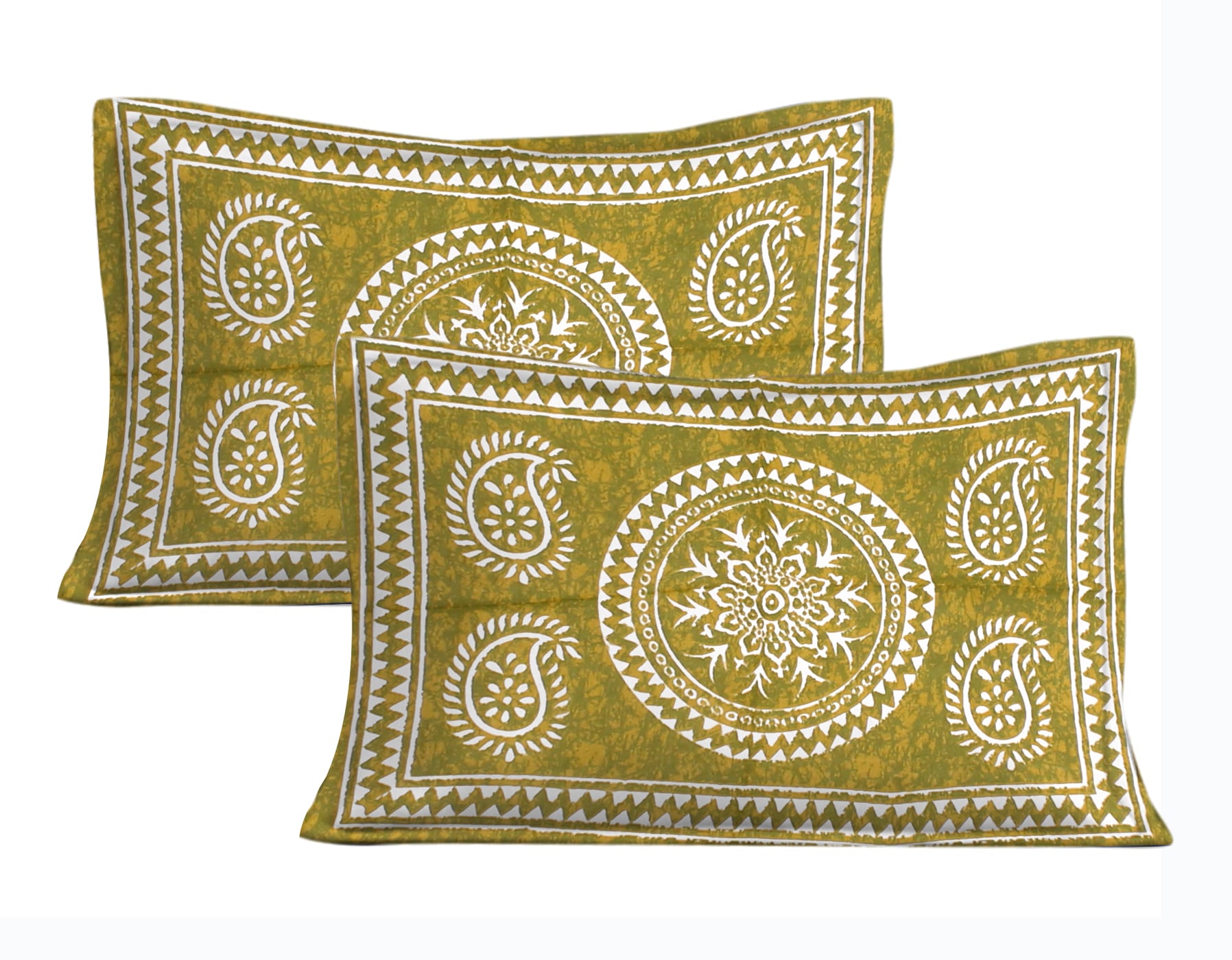Cotton Double Jaipuri Prints Flat Bedsheet  With 2 Pillow Cover